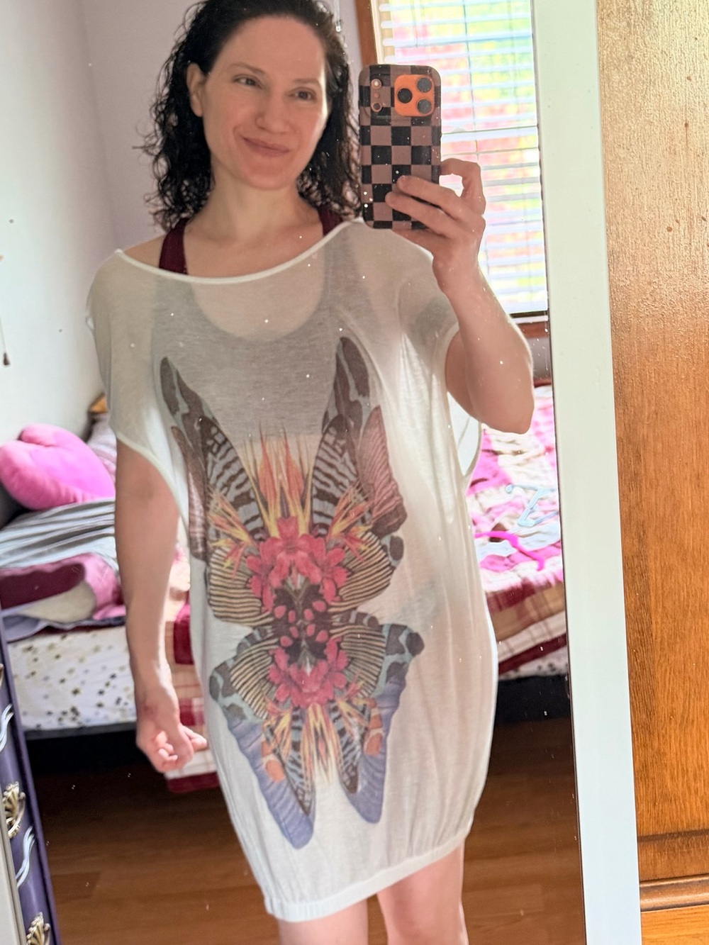 Zara Retro Graphic Festival Swimsuit Coverup T-Shirt Dress S Small